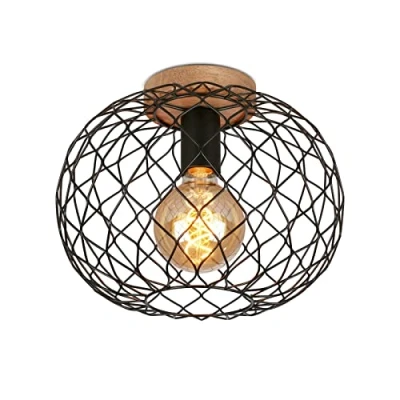 Abbildung von BRILONER Deckenlampe Vintage mit E27 Fassung, max. 40 W, Deckenleuchte, Lampe, Wohnzimmerlampe, Schlafzimmerlampe, Küchenlampe, Deckenstrahler, Deckenbeleuchtung, 30 x 23 cm (DxH), Metall Holz