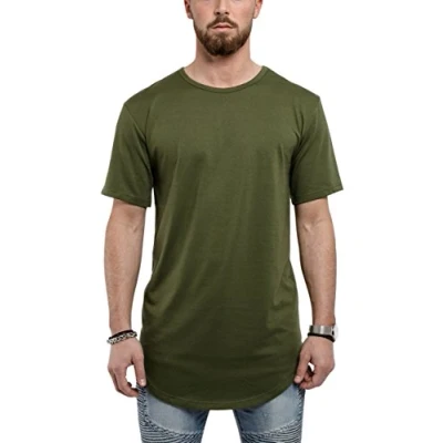Abbildung von Blackskies Round Basic Longshirt Langes Oversize Fashion Langarm Herren T Shirt Long Tee Olive Grün Large L