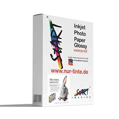 Abbildung von Start 100 Blatt DIN A4 155 g/m² Fotopapier Glossy für Tintenstrahldrucker (Inkjet), 2 Seitig sofort trocken, wasserfest, hochweiß, hohe Farbbrillianz
