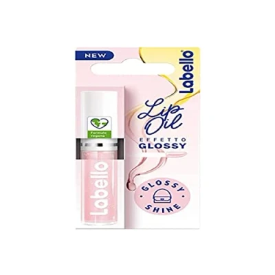 Abbildung von Labello Lip Oil Glossy Effekt Shine 5,5 ml, Gloss mit veganer Formel, Volumengloss, 100% natürlicher Lipgloss