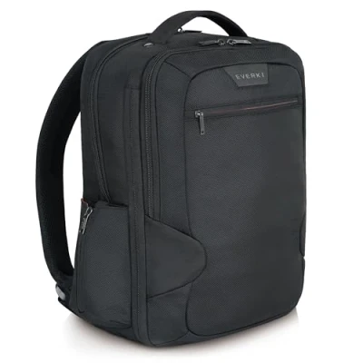 Abbildung von Everki Studio Erweiterbarer Laptop Rucksack bis 15 Zoll, Recycelt, Ecken Schutz, Schwarz, 26 L