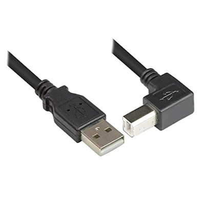 Abbildung von Anschlusskabel USB 2.0 Stecker A an B abgewinkelt 0,5m, Good Connections®