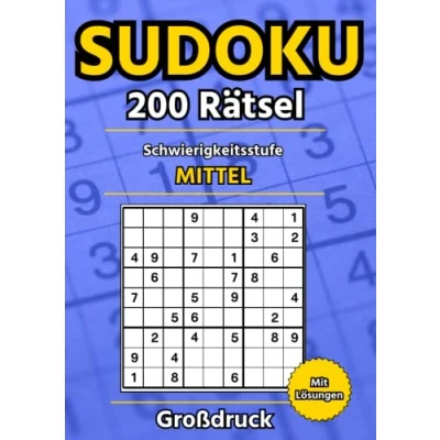 Abbildung von Sudoku Großdruck für Erwachsene und Senioren: 200 Rätsel in Schwierigkeitsstufe Mittel mit Lösungen, DIN A4 Rätselheft großer Schrift