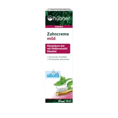 Abbildung von Hübner Original silicea Zahnpasta Mit Pfefferminzöl und Kieselsäure Gel ohne Fluorid Konservierungsstoffe nicht schäumend vegan 50 ml