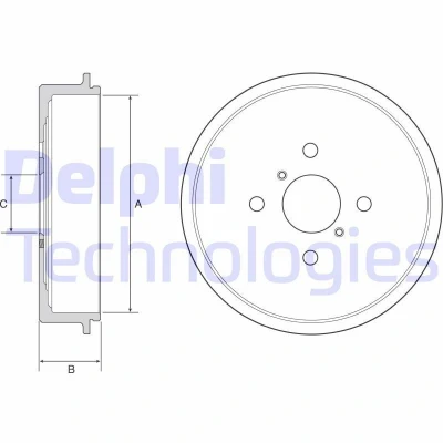 Abbildung von DELPHI BF552 Bremstrommel ohne ABS Sensorring, Radlager, Lager 243 TOYOTA: Yaris II Hatchback, III Hatchback