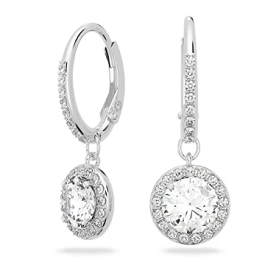 Abbildung von Swarovski Angelic Drop Ohrhänger, Rundschliff, Weiß, Rhodiniert