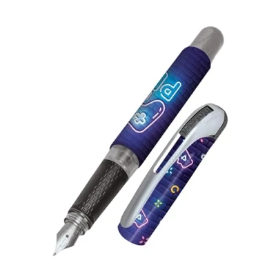 Abbildung von Online Füller College Katzen, Tinten für Rechtshänder, ergonomisches Griffstück, hochwertige Iridium Feder medium, Standard Tintenpatronen, inkl. Kombipatrone blau, Allergiker geeignet