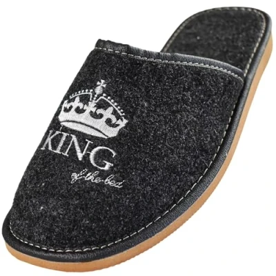 Abbildung von APREGGIO Hausschuhe Herren Filzpantoffeln Pantoffeln Filz Slippers Indoor Herrenschuhe Winter Männer Schwarz Größe 45 EU