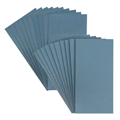 Abbildung von Ideen mit Herz Grußkarten Set Perlmutt Veredelung 10 Karten ca. 250 g/m² + Umschläge 120 (taubenblau, Din lang)