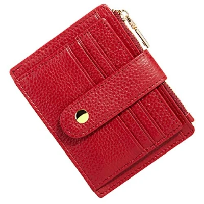 Abbildung von BTNEEU Kreditkartenetui Damen Echtes Leder Geldbörse Klein RFID Schutz Kartenetui mit Münzfach Herren Geldbeutel Mini Portemonnaie Visitenkartenetui Slim Card Holder 9 Kartenfächer (Rot)