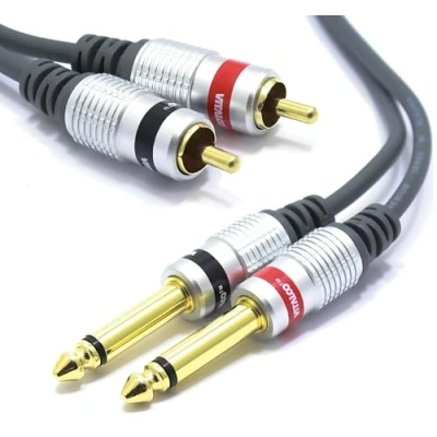Abbildung von VITALCO Cinch auf 6.3mm Klinke Kabel 1,5m 2X Male Chinch Stecker zu Grosse Mono Audio Adapter