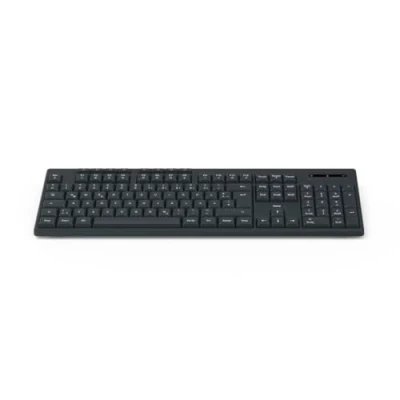 Abbildung von Hama Funktastatur WK 200 (Tastatur kabellos, mit Batterien, ergonomisches Tippgefühl, leise Tasten, verstaubarer USB Empfänger, Multimedia Nummernblock, deutsches QWERTZ Layout) schwarz