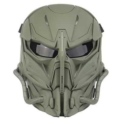Abbildung von Taktische Airsoft Maske, Grau Lens Full Face Skull Paintball Schutzmaske für Cs Wargame Halloween Cosplay Kostüm Party (OD)