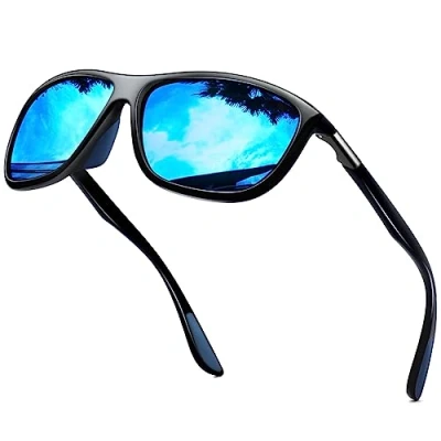 Abbildung von KANASTAL Radsportbrillen Herren und Damen Verspiegelt Blau UV400 Schutz Rechteck Retro Unisex Klassische Fahrende Sportbrille für Reise Wandern Alltag