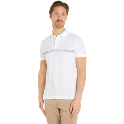 Abbildung von Tommy Hilfiger Stripe Chest Poloshirt, Herren, Größe: Medium, White