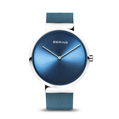 Abbildung von BERING Damen und Herren Uhr Quarz Movement Classic Collection mit Edelstahl Saphirglas 14526 XXX Armbandsuhren 5 ATM, Blau/Silber