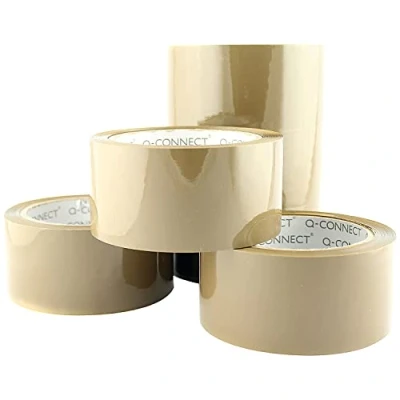 Abbildung von Q Connect KF04381 Paketklebeband / Verpackungsklebeband, sehr leise beim Abreißen, Braun X 6