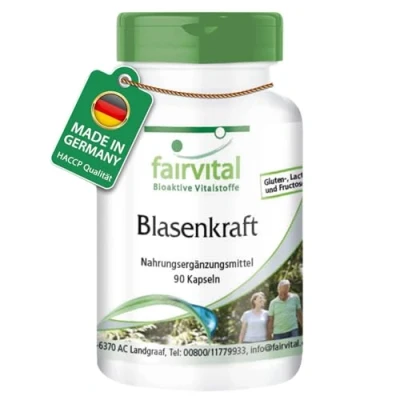 Abbildung von Fairvital Blasen Kapseln 90 mit Kürbiskern, Goldrutenkraut, Gewürzsumach, Johanniskraut und Vitamin E HOCHDOSIERT VEGAN