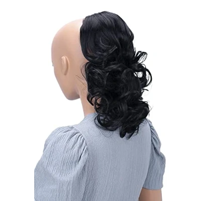 Abbildung von CAISHA 30cm Haarteil Mia Zopf Haarverlängerung mit Kordelverschluss Voluminös Gewellt Schwarz PH1a