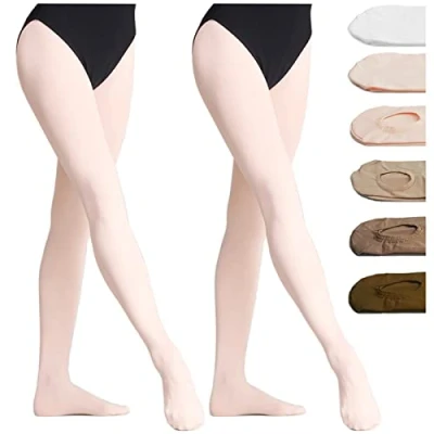 Abbildung von DANCEYOU 2 Paare Ballettstrumpfhose Tanzstrumpfhosen für Mädchen Kinder und Damen Rosa kein Loch XL