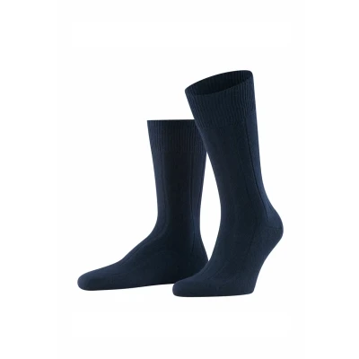 Abbildung von FALKE Herren Lhasa Rib M SO Wolle Kaschmir einfarbig 1 Paar Socken, Blau (Dark Navy 6375) neu umweltfreundlich, 47 50