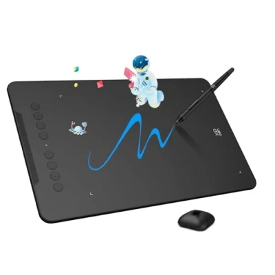 Abbildung von XP PEN DECO01V2 Grafik Tablet, Zeichnen, 10 x 6 Zoll, passiver Eingabestift, 8192 Stufen, Neigung und 8 Shortcuts, kompatibel mit Windows/Mac OS/ChromeBook/Android