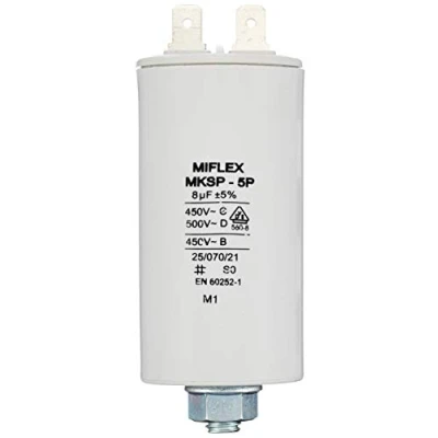 Abbildung von AnlaufKondensator MotorKondensator 8µF 450V 35x65mm Stecker M8 ; Miflex 8uF