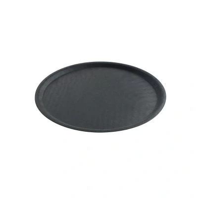 Abbildung von HENDI Serviertablett ø 40 x 2 cm rund Glasfaser Polyester Antirutschbeschichtung spülmaschinengeeignet stapelbar schwarz, Servierplatte