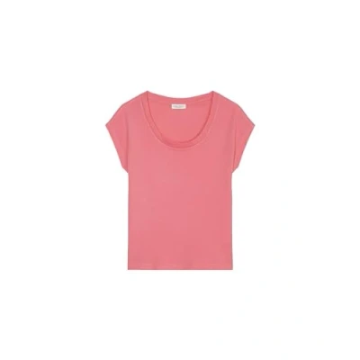 Abbildung von Marc O&#039;Polo Overcut Sleeves DEEP Round NECK Tshirt basic, Damen, Größe: XS, Melon red