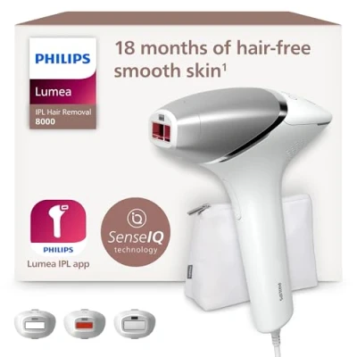 Abbildung von Philips Lumea 8000 Series, IPL Haarentfernungsgerät, Alternative zur Laserhaarentfernung, SenseIQ Technologie, 3 Aufsätze für Körper, Gesicht, Präzisionsbereiche, BRI946/00