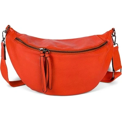 Abbildung von styleBREAKER Damen Halbmond Crossbody Schultertasche, abnehmbarer verstellbarer Schultergurt, Einfarbige Handtasche 02012386, Farbe:Orange