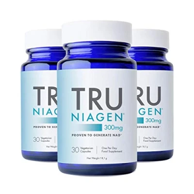 Abbildung von TRU NIAGEN Nicotinamid Riboside NAD+ Ergänzung, patentierte Formel NR, 300 mg pro Kapsel / Portion 30 Tage (3 Monate 3 Flaschen)