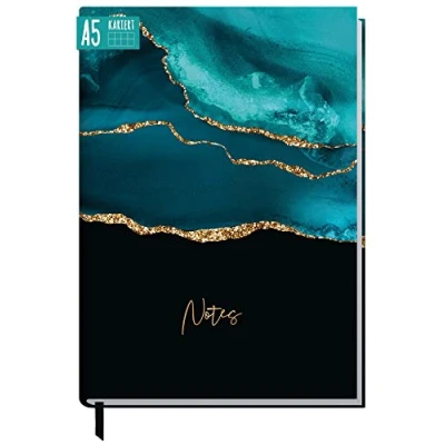Abbildung von Notizbuch A5 kariert [Shiny Teal] von Trendstuff by Häfft 124 Seiten, 62 Blatt Ideal als Tagebuch, Bullet Journal, Ideenbuch, Schreibheft klimafreundlich &amp; nachhaltig