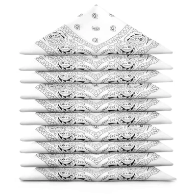 Abbildung von Karl Loven Bandanas 10er Pack 100% Baumwolle Paisley Halstuch Kopf Hals Schal (10er Pack, Weiß)