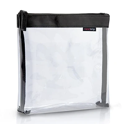Abbildung von nextrip Kulturbeutel Transparent für Flüssigkeiten Handgepäck Kosmetiktasche durchsichtig Flugzeug Reiseset Kosmetik Beutel (Schwarz Einzeltasche)