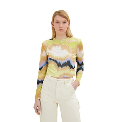 Abbildung von TOM TAILOR Denim Damen 1035869 Longsleeve T Shirt, 31112 New Batik Print, XL