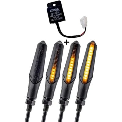 Abbildung von Simda Pro Led Motorrad Blinker E Mark mit Relais Laufeffekt Roller Lauflicht Sequentiell Schwarz Universal Quad ATV Lauflichtblinker Super Optik und Schön Hell Wasserprüf IP67 Prüfzeichenda
