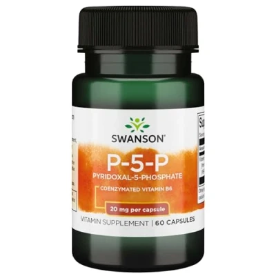 Abbildung von Swanson, Pyridoxal 5 Phosphate (P P), Vitamin B6, 20mg, 60 Kapseln, hochdosiert, Laborgeprüft, Sojafrei, Glutenfrei, Ohne Gentechnik