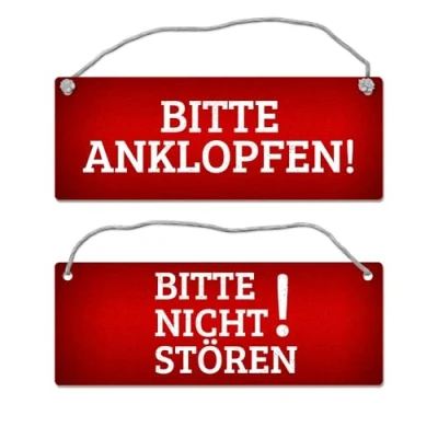 Abbildung von Rotes &quot;Bitte nicht stören Bitte anklopfen&quot; Wendeschild mit Kordel