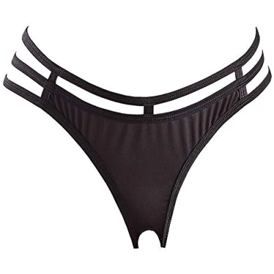 Abbildung von Orion Ouvert String verführerischer Mini für Frauen, mit Öffnung im Schritt und DREI Stretch Bändern, high Waisted, schwarz (S/M)