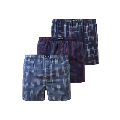 Abbildung von Snocks American 3 PACK Boxershorts, Herren, Größe: Large, Big check