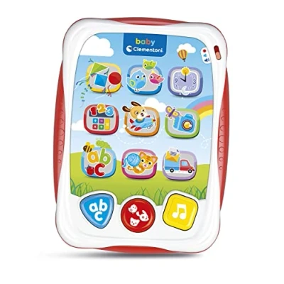 Abbildung von Clementoni Baby Mein erstes sprechendes Tablet, interaktives Spiel mit Licht und Geräuschen, Kinder von 12 36 Monaten, unterrichtet Zahlen, Buchstaben, Formen Verse der Tiere, italienische