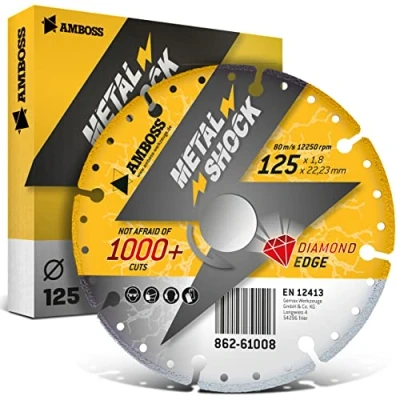 Abbildung von AMBOSS METAL SHOCK Diamant Trennscheibe 125 x 1,8 22,23 mm geeignet für Metall/Stahl/Inox passend Winkelschleifer