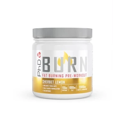 Abbildung von PhD Nutrition Burn Pre Workout Pulver 200g Zitronenbonbon Booster zur Unterstützung von Leistung und Fettverbrennung, Enthält Koffein, L Carnitin, Zink &amp; Vitamine