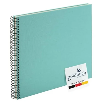 Abbildung von goldbuch 25607 Spiralalbum Bella Vista, Foto Album 35 x 30 cm, Fotoalbum mit 40 weiße Seiten, Erinnerungsalbum aus Leinen, Fotobuch für Bilder und Fotos zum Einkleben, Aqua