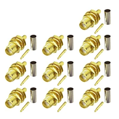 Abbildung von Eightwood RP SMA Stecker Buchse (Stift) mit Schott 10St Crimp für RG174 RG316 LMR100 Koaxialkabel Wireless Module WiFi Kamera WLAN PC/LAN Antennenanschluss MEHRWEG