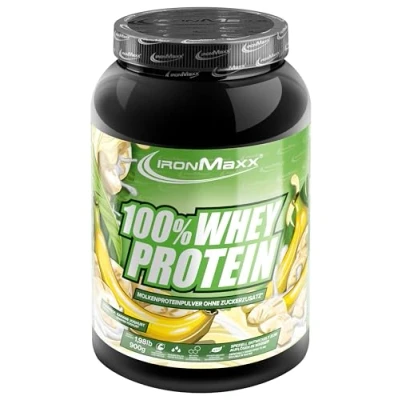 Abbildung von IronMaxx 100% Whey Protein Pulver Banane Joghurt 900g Dose zuckerreduziertes, wasserlösliches Eiweißpulver aus Molkenprotein viele verschiedene Geschmacksrichtungen