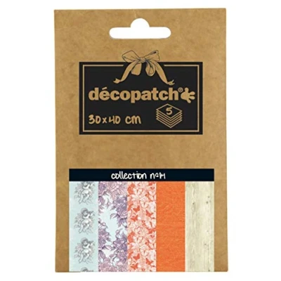 Abbildung von Decopatch Décopatch DP014O Packung Décopocket mit 5 Papierbogen (30 x 40 cm) (gefaltet, 13 9,5 cm, praktisch zum Transportieren und einfach Verwenden) 1 Pack farbig sortiert