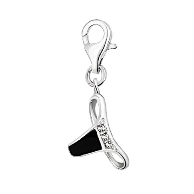 Abbildung von Quiges Charm Anhänger Weiß Zirkonia und Schwarz Emaille 3D Bikini Hose 925 Silber mit Karabinerverschluss für Bettelarmband