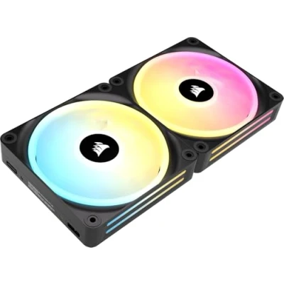 Abbildung von Corsair iCUE LINK QX140 RGB 140mm Magnetic Dome Fans Doppelter Lüfter Starter Kit mit System Hub Schwarz